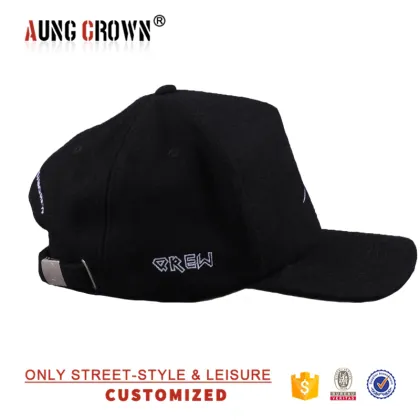 Blank 5 panel melton wool embroidered logo baseball cap