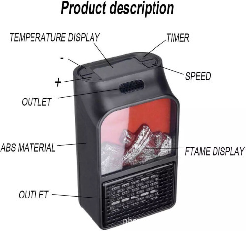 Wall-Outlet 3D Flame Quiet Portable Electric Ceramic Heaters