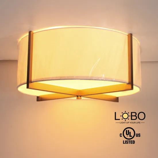 UL Listed Modern Acrylic Round Fabric Lampshade Ceiling Lamp for Hilton Garden Inn Hotel Lobby