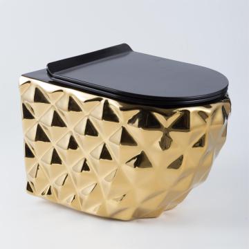 Gold Plated Wall Hung Toilet with P-Trap