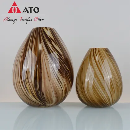Flower vase glass with stone vein flower vase