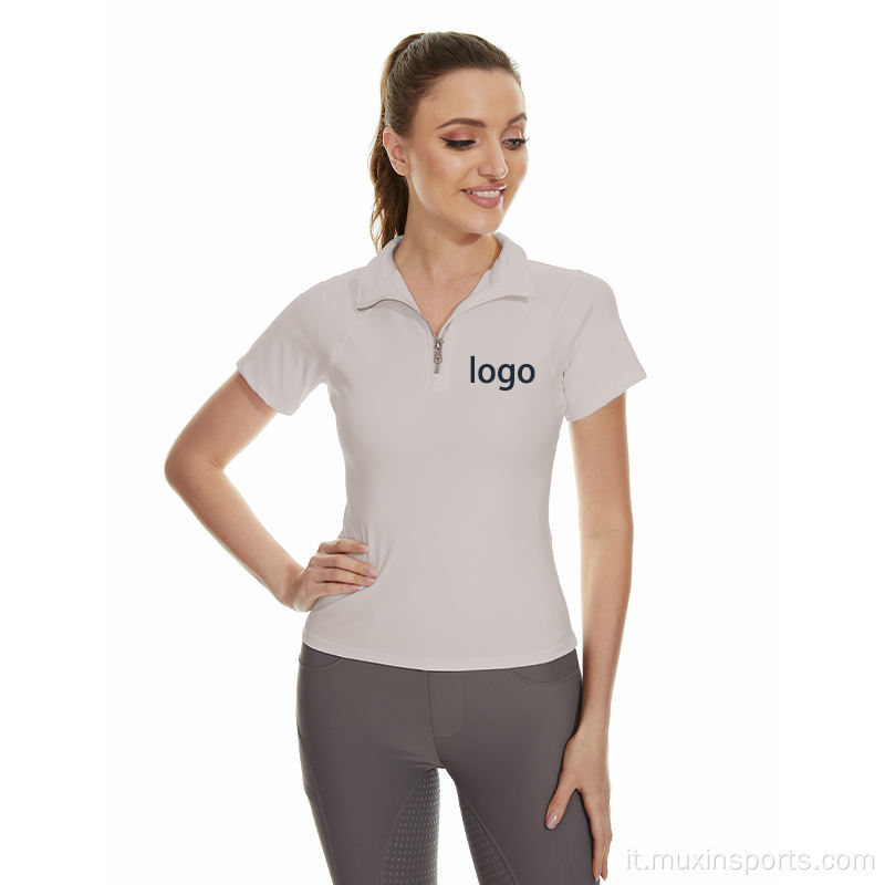 Tops equestri a maniche corte grigio rosa Donne