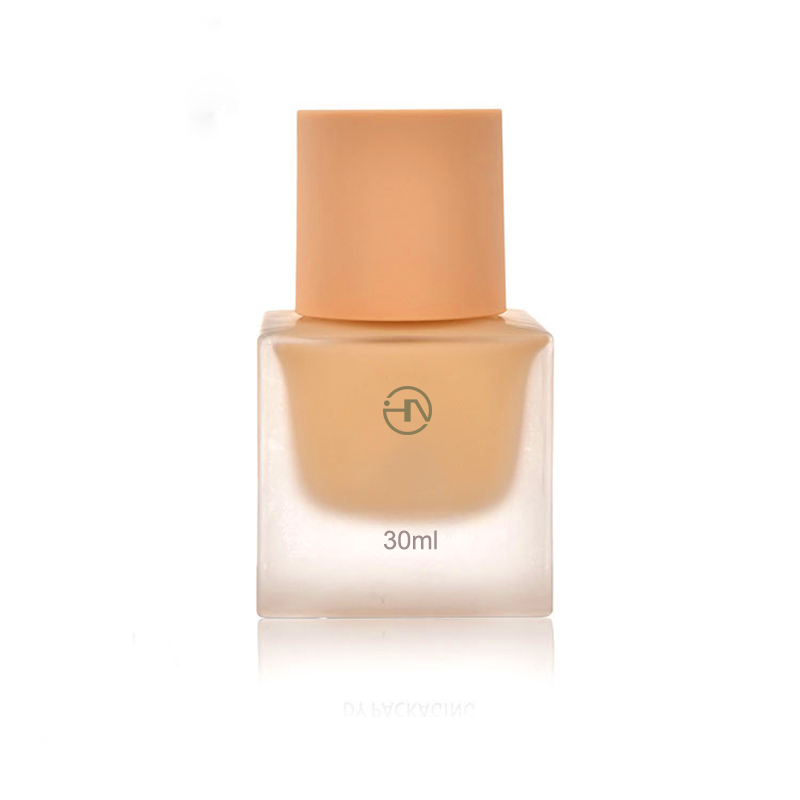Frosted Glass Foundation Square Empty Bottle