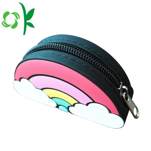 Silicone Rubber Purse Rainbow Shape Silicone Waterproof Zipper Coin Bag Purse Factory