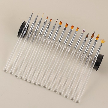 Japanese Style Thin Nail Design 15PCS Multi-Type Oval Poly Gel Brush Set