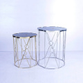 marble and stainless steel sofa corner side table