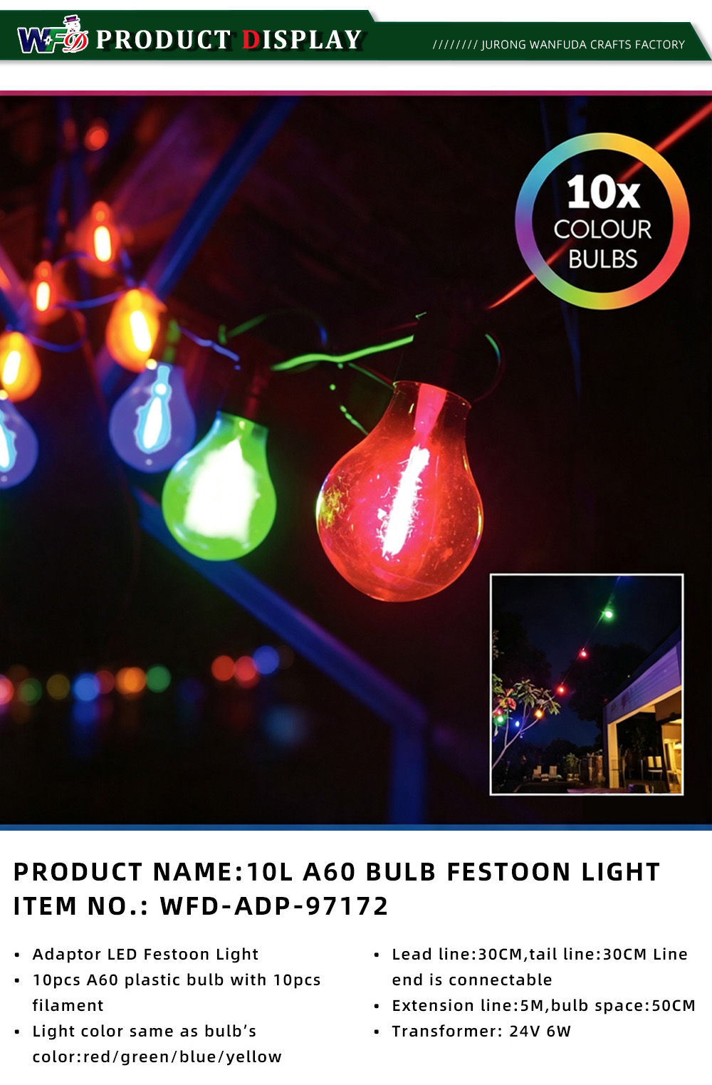 5-10L A60 BULB FESTOON LIGHT ITEM NO WFD-ADP-97172-x