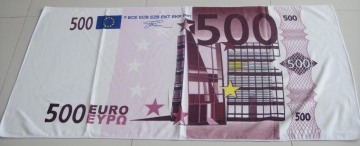 Microfiber Reactive Printed Euro Money Towel