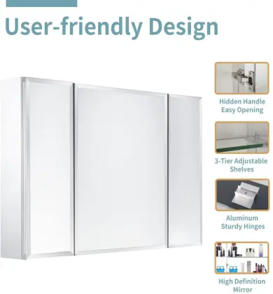 Three Doors Aluminum Storage Mirror Cabinet