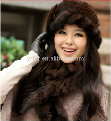 YRFUR YR035 Black Fur Hat England Stylish/Knit Mink Fur Hat/Winter Hats