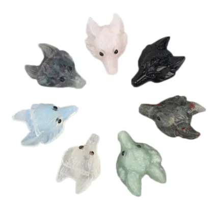 Natural Wolf Head Rose Quartz Amethyst Crystal Pendant