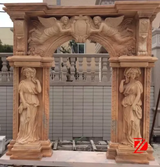 stone freestanding door frame with girl statue