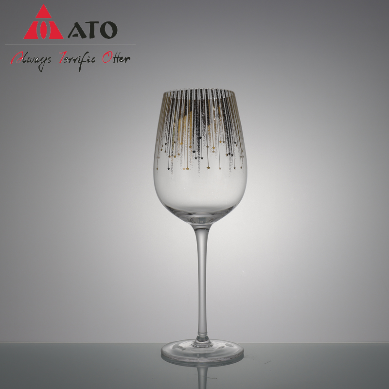 Handmade Clear Goblet Wine Glass With Cut Line