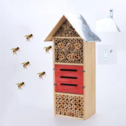 Hot Selling Outdoor Wooden Bee House with Rainproof Roof