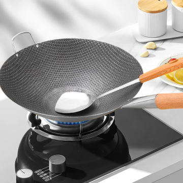 Wholesale Stainless Steel Non-Stick Honeycomb Wok for Restaurants