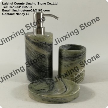 Green Natural Marble Stone Bath Sets Stone Soap Dish Holder Stone Bathroom Soap Dispenser Sets Tumbler Mug