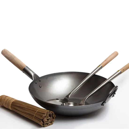 Non-Stick Prestige Carbon Steel Wood Handle Large Wok Pan