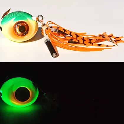 Luminous Glow Slider Snapper Sea Bream Bottom Jig Heads with Skirts - Various Weights (60g-200g)