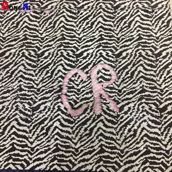5mm reversible Black and White Sequin Fabric