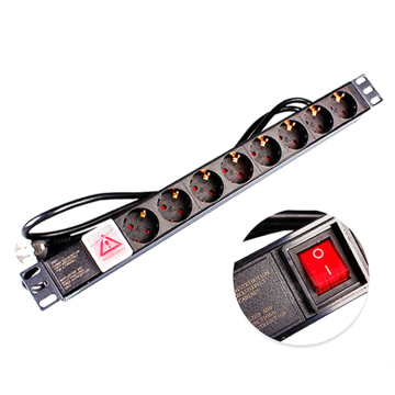 Germany Power Strip Surge Protector with 8 Sockets and Overload Protection - 220V 16A PDU
