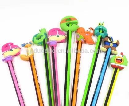Cartoon customized pen topper/ rubber letter pencil topper/ PVC pencil topper