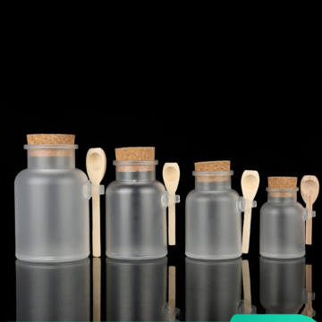 Wholesale Frosted ABS Plastic Jars with Wooden Cork and Spoon for Bath Salt & Cosmetics (100ml-500ml)