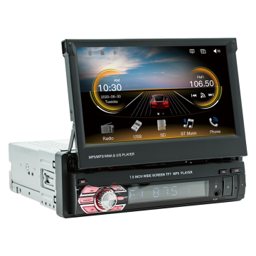 1 Din 64GB Car Radio with Wired CarPlay and Android Auto - Retractable 7'' Screen