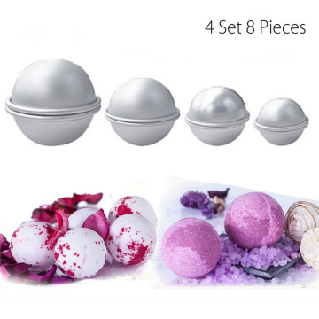 8Pcs/set 3D Round Aluminum Alloy Bath Bomb Molds Ball Sphere Shape Bath Salt Bomb Set Baking Mold DIY Bathing Tool Accessories