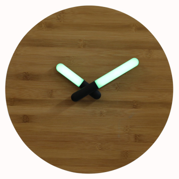 Bambus-Wanduhr mit LED-Licht