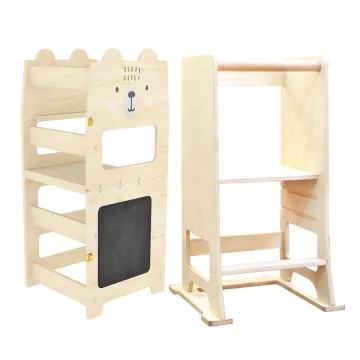 Adjustable Height Montessori Wooden Kitchen & Bathroom Step Stool: A Learning Tower for Toddlers and Kids