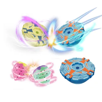 LED Illuminated 4-Color Armored Fighting Top Spinners Toy for Kids' Birthday and Return Gifts
