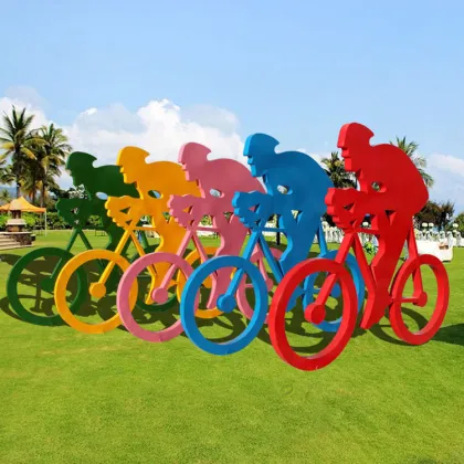 High quality sports bicycle riding sculpture