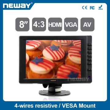 Stand alone with VGA/AV input LCD Screen 8inch touch VESA mount monitor