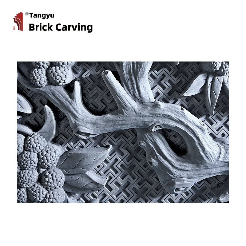 Horizontal Long Brick Carved Lychee