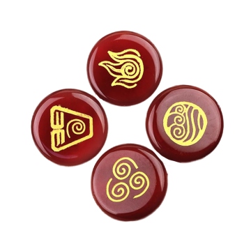 Carnelian 25MM Stone Disc Craved Greece Spiritual Symbols 4PCS/SET