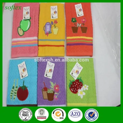 cotton embroidery and applique white embroidery kitchen towel