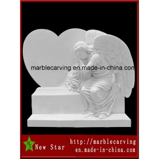 White Marblecarving Tombstone Granite Angel Statue for Tombstone Monument