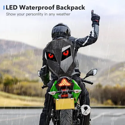 Programmable LED Knight Backpack - Waterproof Hard Shell Travel Bag for Motorcycles