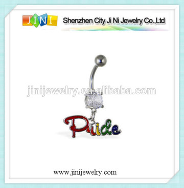 nice word and logo belly button rings