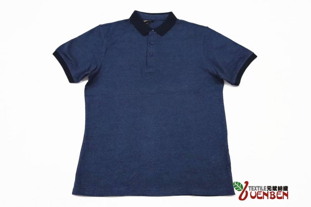 Polo de hilo mixto con cuello sólido para hombre