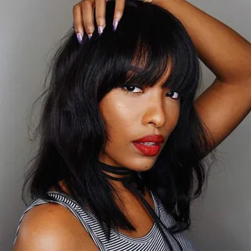 Black Short wave Wig Natural Bob Wigs Heat Resistant False Hair Cosplay Wigs for Women