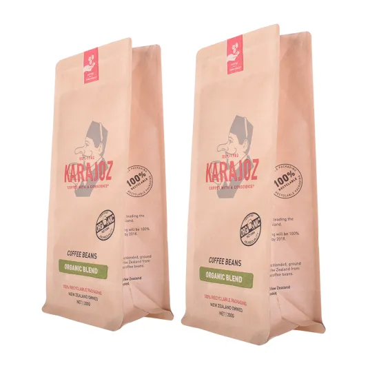 Biodegradable Flat Bottom Paper Coffee Packaging Bag