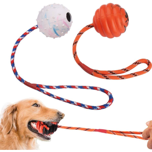 2 pcs bola de treinamento de cão na corda