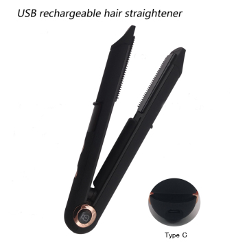 USB cordless rechargeable hair straightener