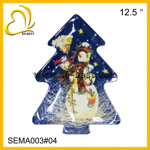 Christmas tree shape melamine plate, tree shape plate