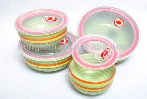 Colorful ceramic bowl with different size and lid,personalized ceramic bowls hot sale in china