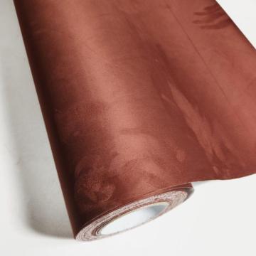 Высокая мягкая алькантара ткань коричневая автомобильная обертка