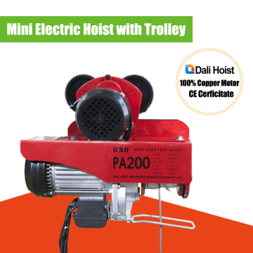 Rated Capacity 100kg 200kg 10 meters Lifting Speed Wire Rope Hoist