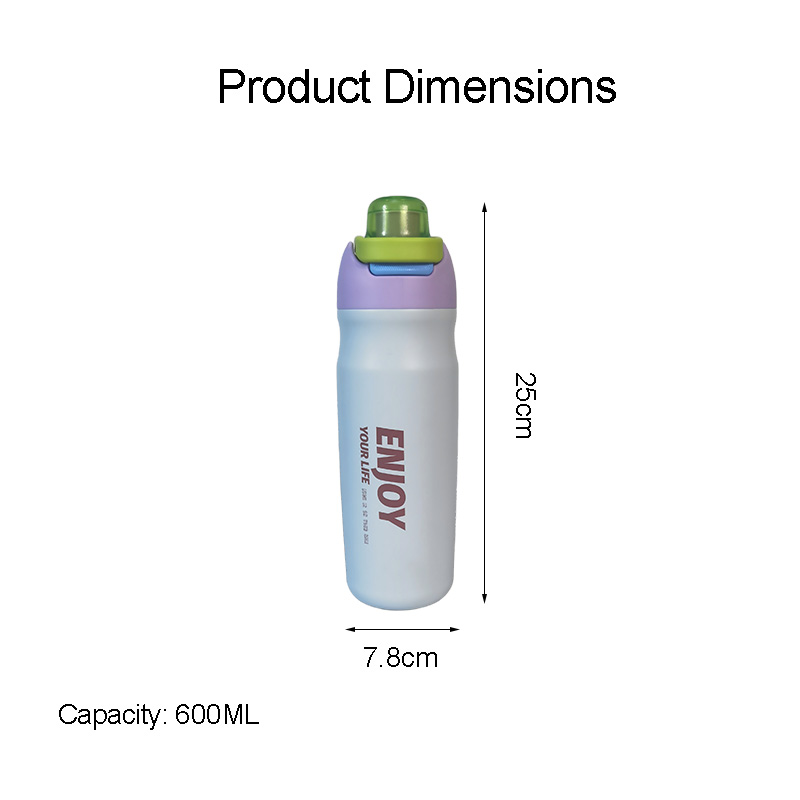 600ml blue stainless steel gym water bottle