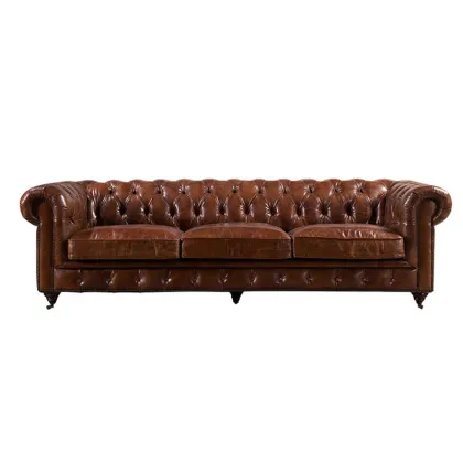 Tan Retro Leather Chesterfield Sofa
